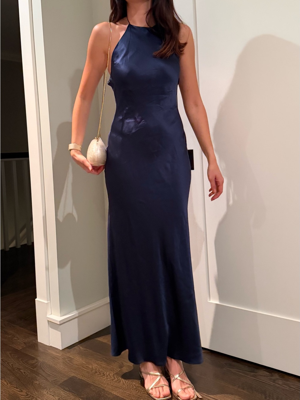 Reformation Jeany Navy Silk Dress - Picture 3 of 5